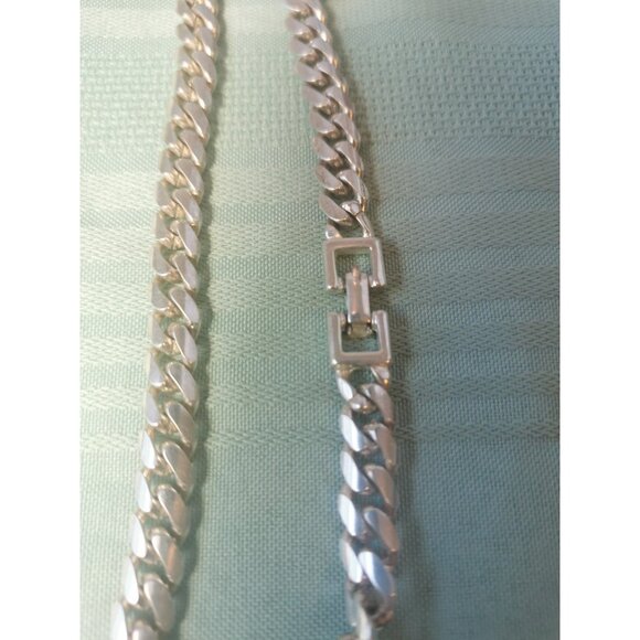 Necklace Silver Tone Chain & Faux Pearl Station Vintage 80s-Style - Picture 10 of 10